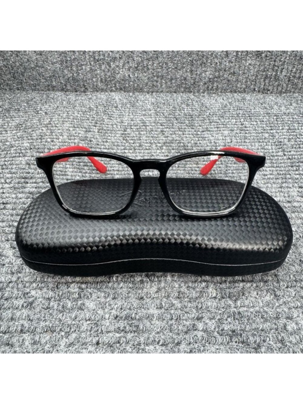 Ray-Ban Jr Kids Eyeglasses FRAMES ONLY Black Red RB 1553 3725 46-16-130 Full Rim